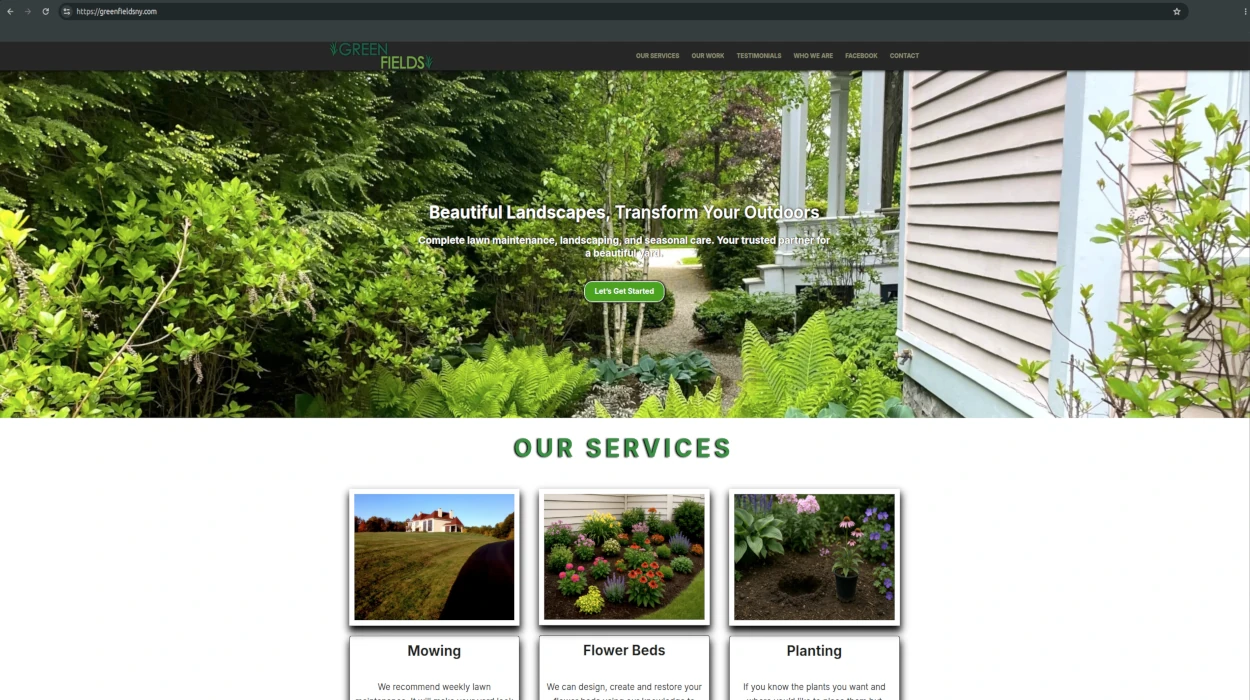 The Greenfields Lawn Care & Landscaping website I rebuilt