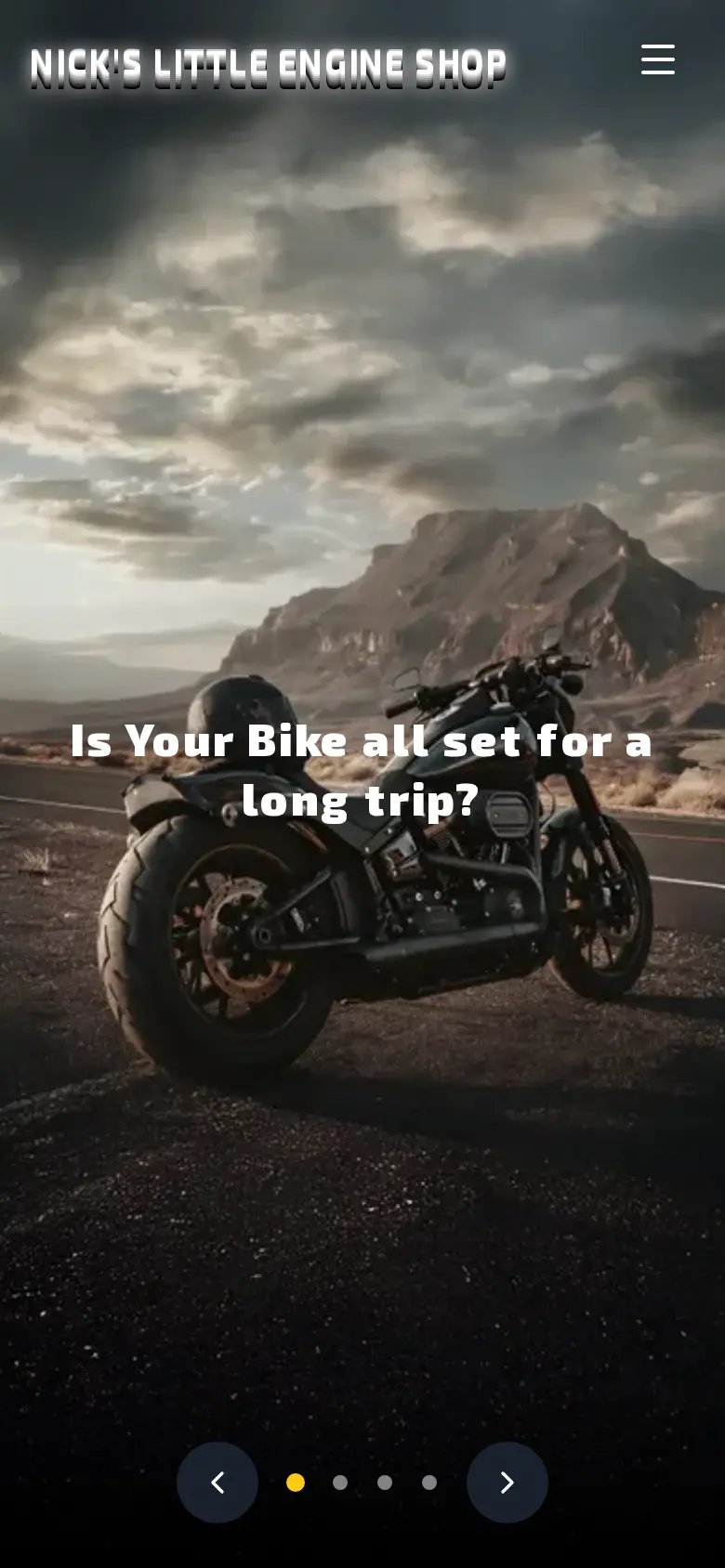 The Nick's Little Engine Shop website on a phone